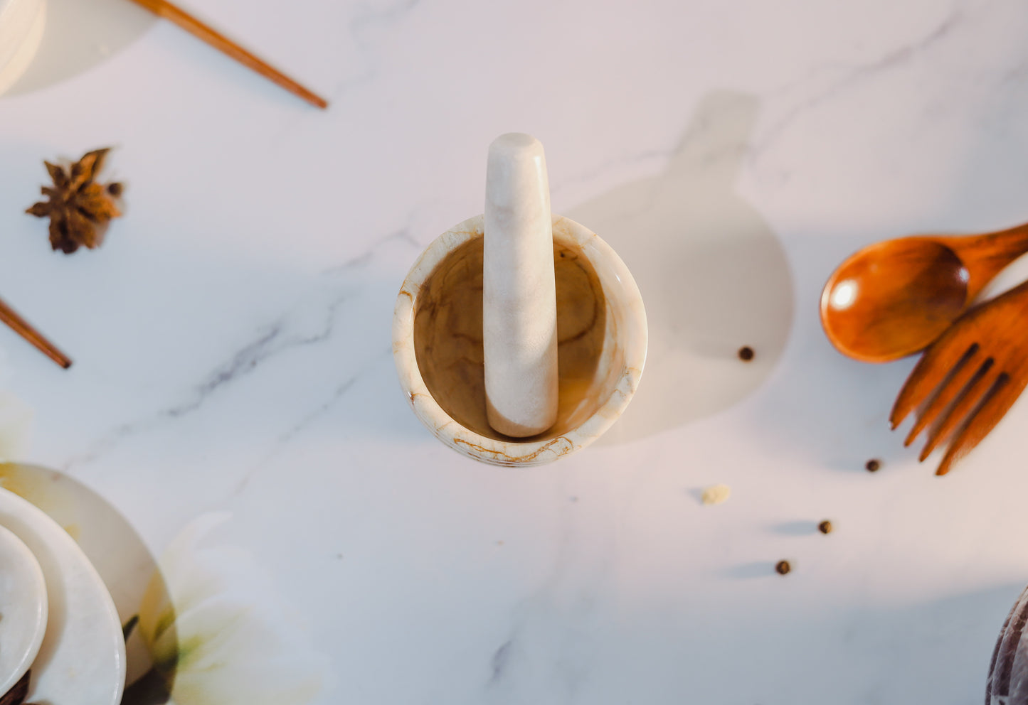 Marble Mortar & Pestle Figurine (Non-Functional)